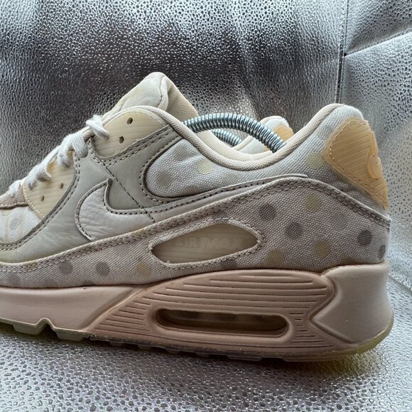 Size 11 Nike Air Max 90 Womens Beige Shimmer Polka‎ Dot Sneakers CZ1929-200 - Picture 5 of 11